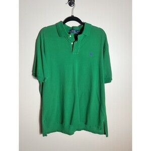 Polo Ralph Lauren Summer Short Sleeve Polo Green Shirt Purple Pony Logo Men XL